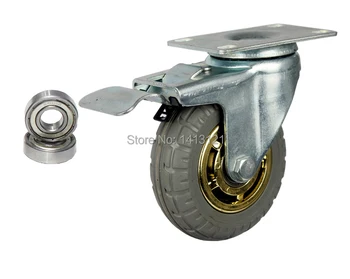 

one piece caster solid rubber tire trolley wheel bearing caster universal mute round wheel small carts medical bed wheel