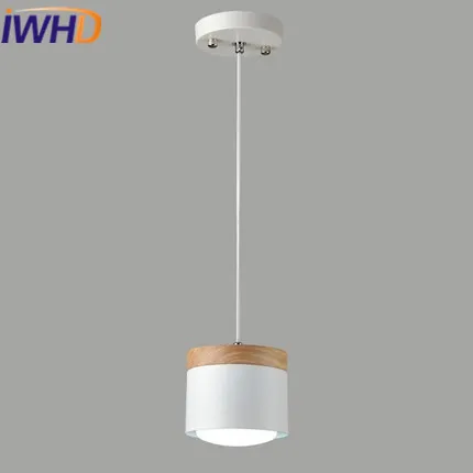 Iwhd 4 cabezas de hierro iluminacion led colgante lámpara de madera creativa moderna Lámparas colgantes restaurante dormitorio luz E27 220 V para la decoración