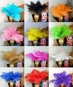 

100pcs 35-40cm / 14-16'' Colored mix fluffy ostrich plumage feathers for wedding party table decoration centerpieces bulk sale