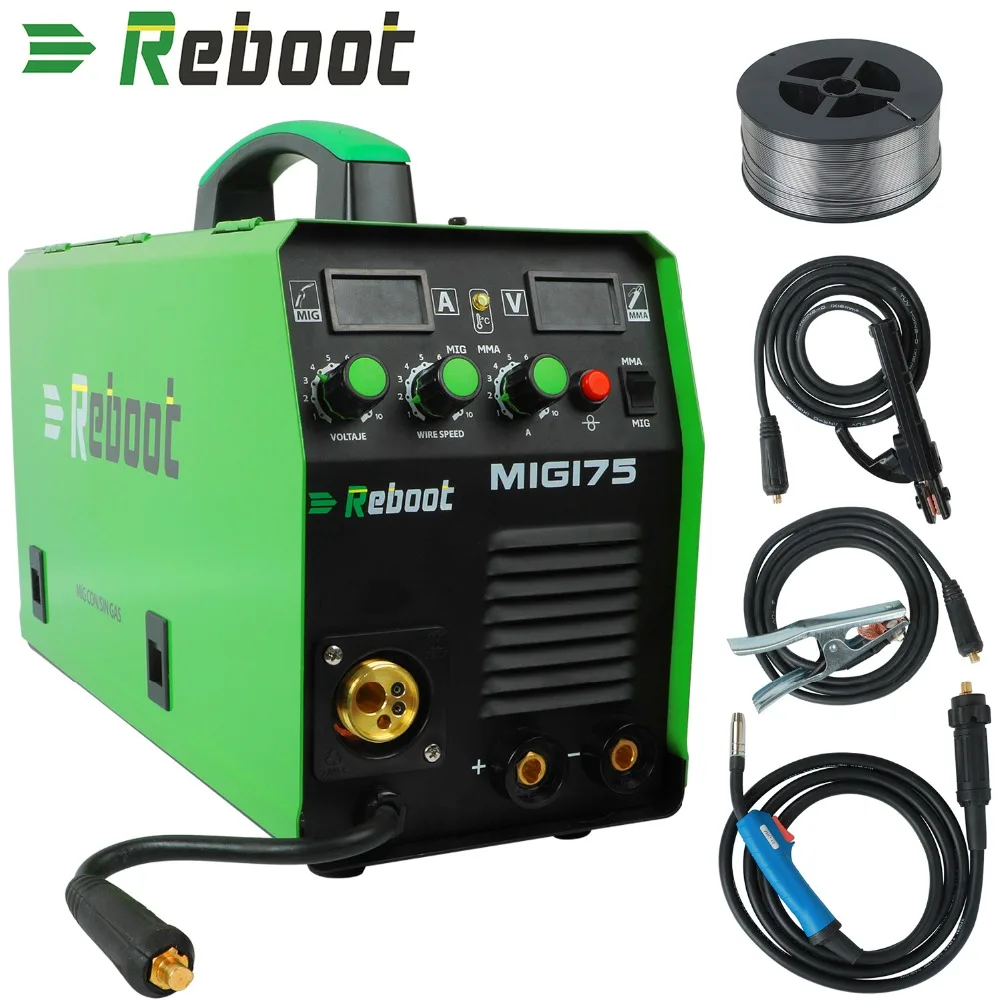 

MIG Welder MIG-175 Gas/Gasless DC 220V 1KG/5KG 2 in 1 Flux Core Wire And Solid Wire IGBT Inverter Welding Machine MMA MIG MAG