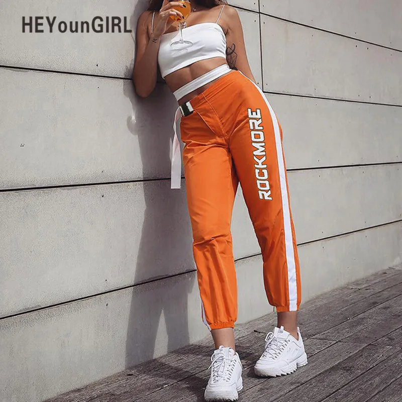 HEYounGIRL High Waist Sweatpants Women Casual Streetwear Capri Pants Womens Patchwork Track Pants Letter Print Long Trousers HEYounGIRL High Waist Sweatpants Women Casual Streetwear Capri Pants Womens Patchwork Track Pants Letter Print Long Trousers