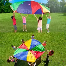 Игровой парашют с ручками на открытом воздухе для детей Радужный парашют командная игра обучение развитию