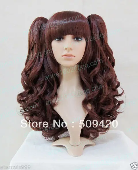 

Free Shipping>>>hot sale / lolita Cosplay Wig brown three-piece split type wig