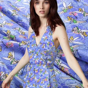 

Jenny Story1986 silk fairy satinfabric satin silk satin abric Sea blue angel Clothing top grade Soft ice