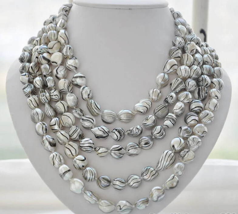 

fast 100" 14mm gray striae baroque freshwater pearl necklace (A0511)