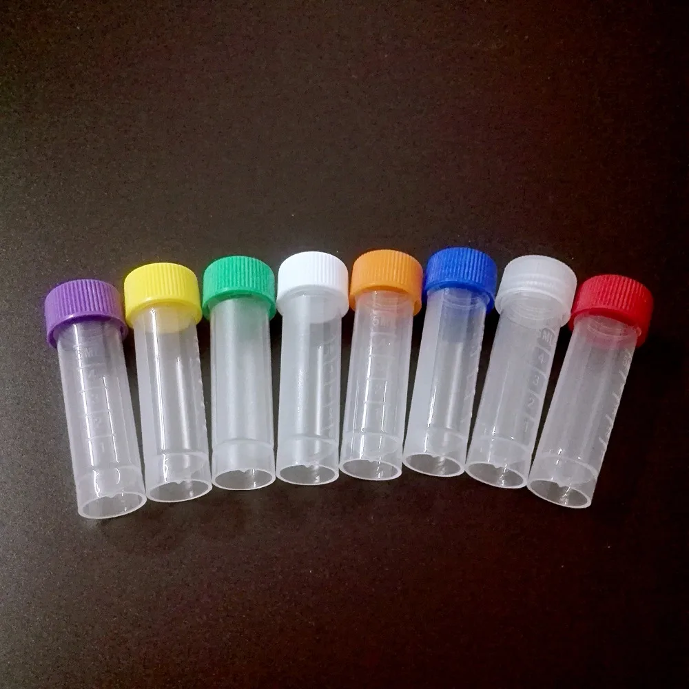 50 piece, 5 ml Laboratory freezing tubes centrifuge tube Cryotube for lab analysis with colorful screw cap
