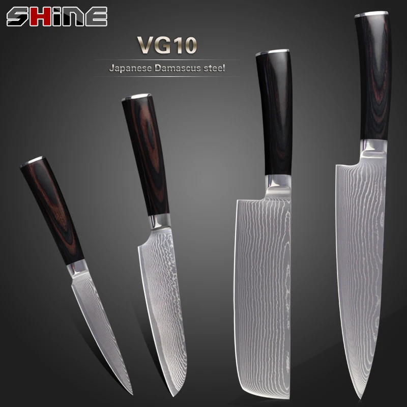 XYJ brand top quality damascus knives 4 pieces set Japanese VG10