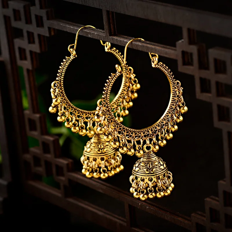 2020 классические женские большие круглые серьги Jhumka Jhumki индийские украшения Tribe