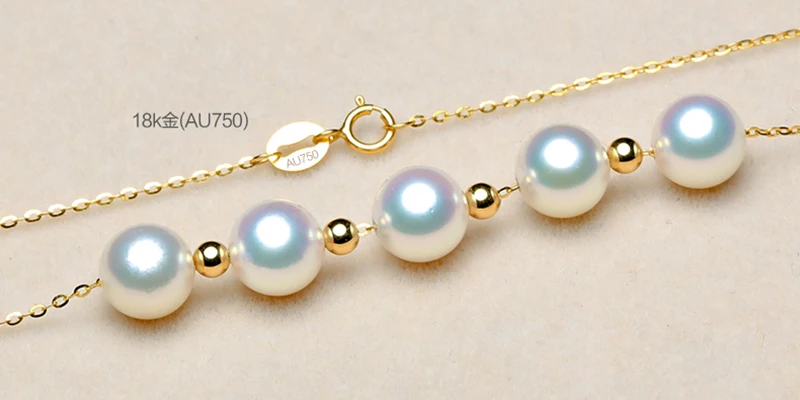Sinya Cute 18k gold beads Natural Round Pearls necklace for ladies women mom girls gift with 45cm au750 gold chains best gift (9)