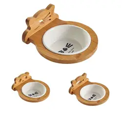 Креативный питомец собака кошка бамбуковая миска для кормления рамка замок керамические миски Caged корм для домашних животных вода