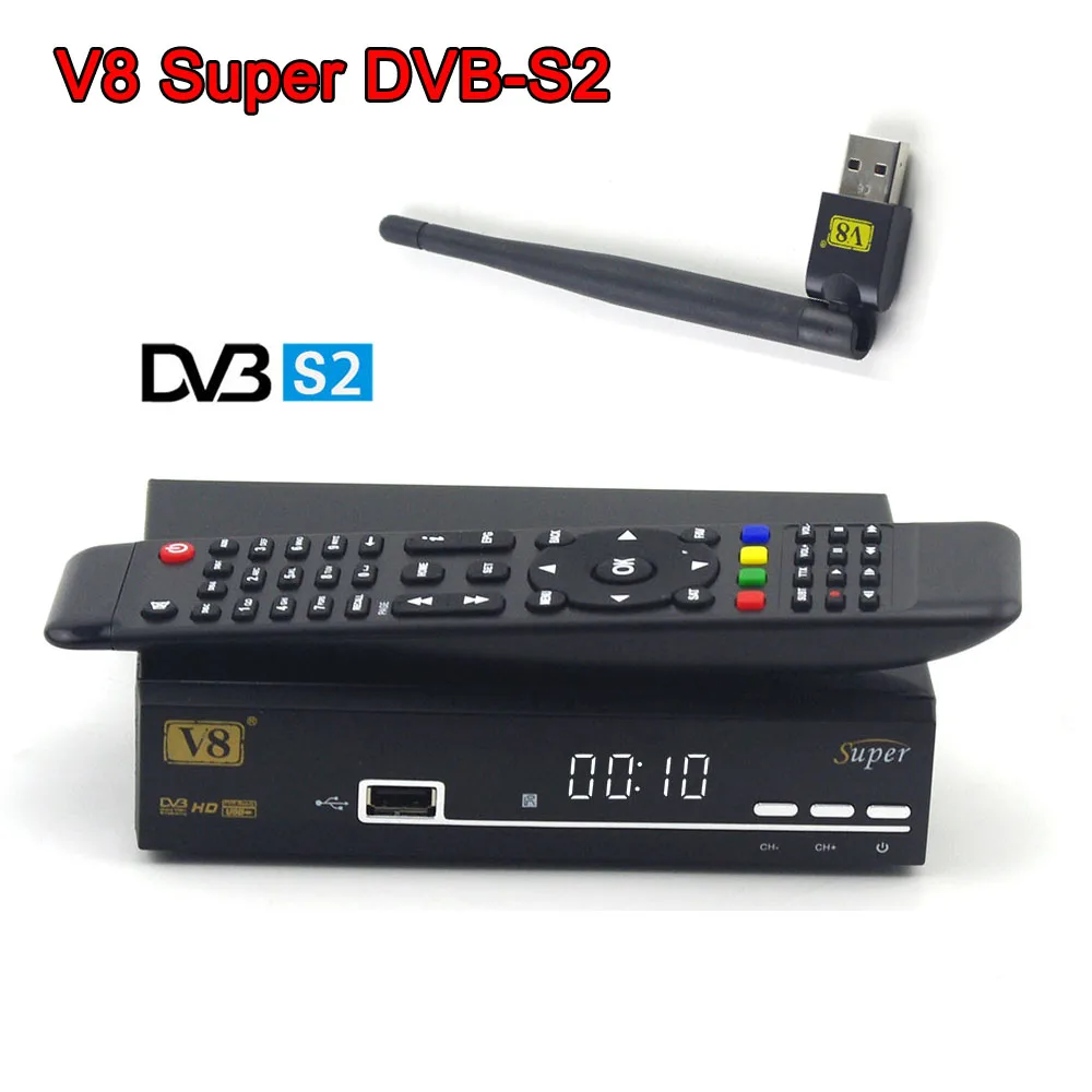

Best V8 Super DVB-S2 satellite Ethernet receiver with1 PC USB WIFI support iptv cccam newcam powervu biss key satellite receptor