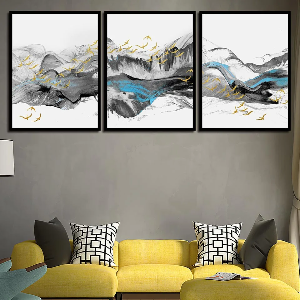 

Canvas Painting Calligraphy Nordic Prints Mountain Home Corridor Decor Wall Art Modular Scenery Bird Pictures Abstract Poster