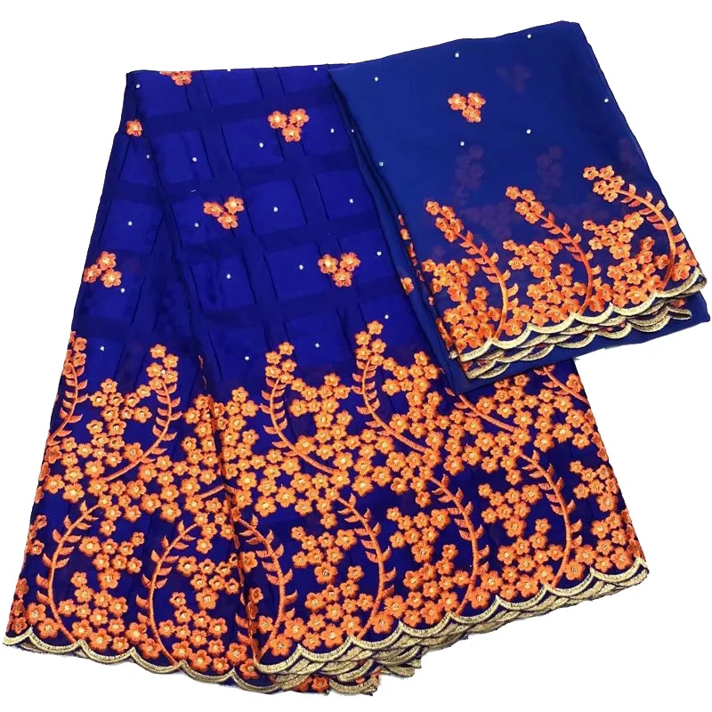 

Free shipping ( 7yards/set) 2018 Dubai African cotton lace fabric Swiss lace plus chiffon blouse lace set for party dress DBL02