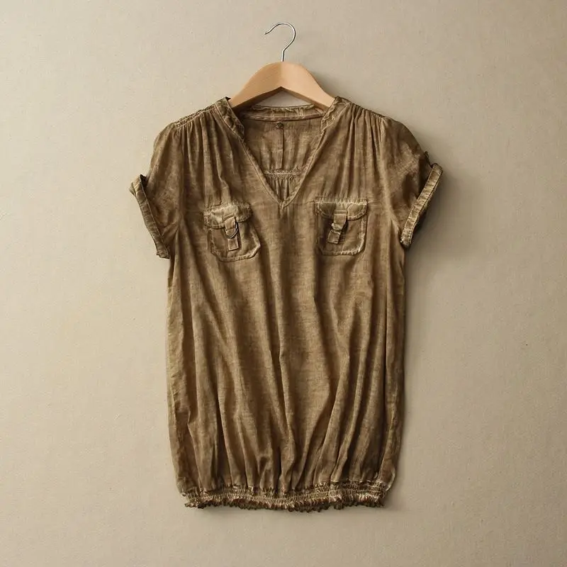 

2018 Women Summer Style Grunge blouse Female Punk Pure Cotton Plus Size Waist Elastic Fitness Shirts Blouses Tops Clothes Y03214