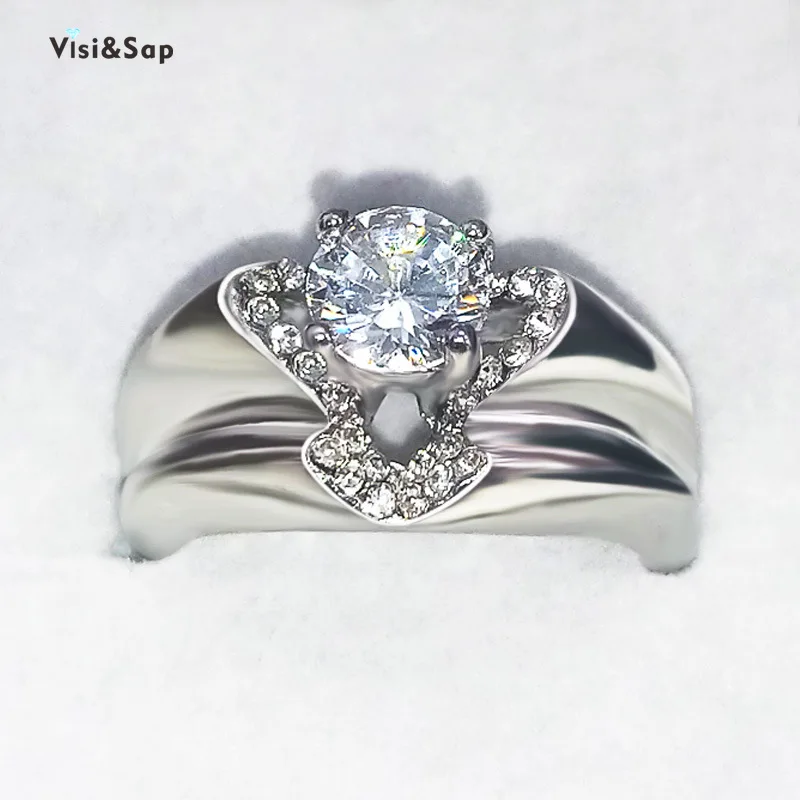 

Visisap Heart Shaped Shipping Rhinestone Rings for Women Wedding Engagement Ring Gifts Female Hand Accessories Jewelry H007