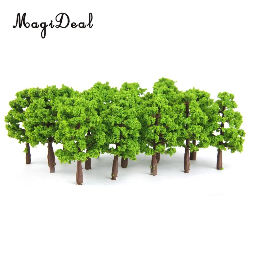 20Pcs/Lot Plastic 1/150 Scale Model Trees Train Railroad Scenery for Model Building Garden Park Layout Light Green