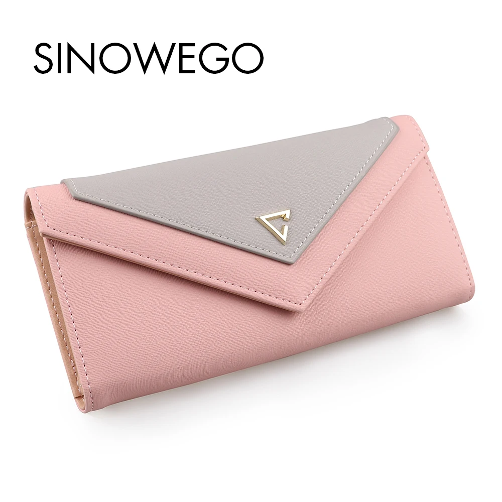 

2018 New Fashion Elegant Women Wallets Luxury Brand Famous Designer Wallet Female Geometric Concise Card Holder Women Purse Long