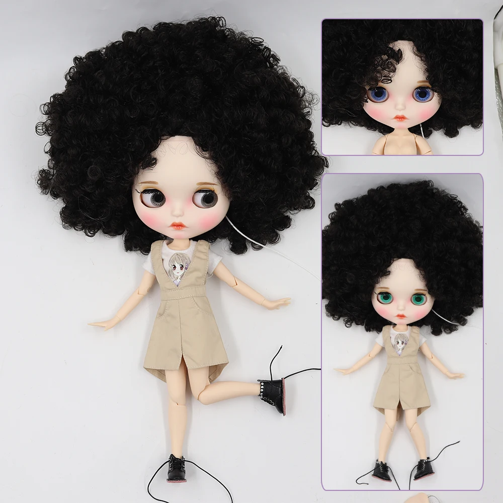 Blaire – Premium Custom Neo Blythe Doll nga adunay Itom nga Buhok, Puti nga Panit ug Matte Cute nga Nawong 1