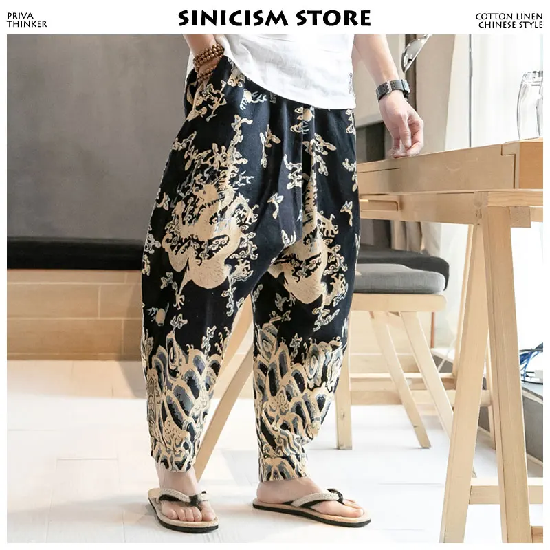 Sinicism مخزن الرجال التنين ركض السراويل 2019 رجل الشارع الشهير سراويلي حريمي الذكور الصينية الموضات السراويل الترنك Sweatpants زائد حجم