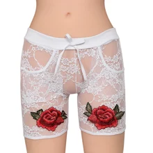 Модные шорты, женские сексуальные кружевные шорты с цветочным рисунком, милые стильные кружевные вязаные крючком шорты с эластичной талией, обтягивающие короткие штаны, черные белые трусы