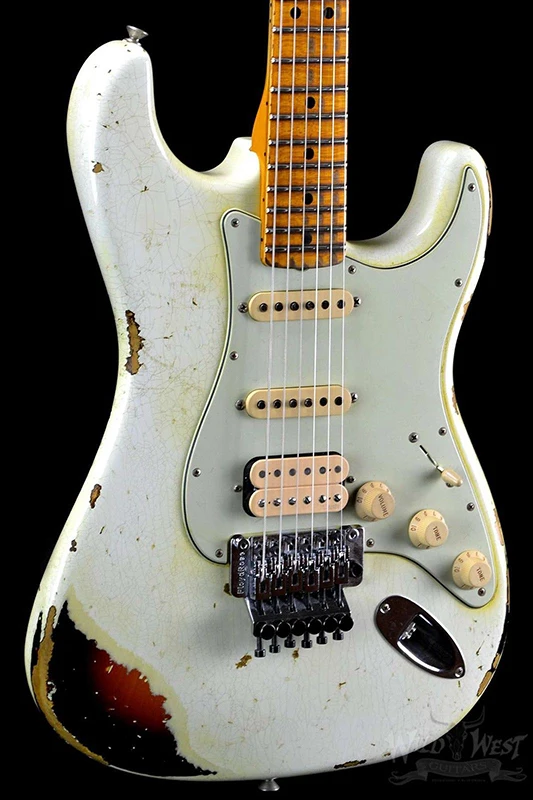 

Floyd Rose tremolo,ST Handwork Aged Relic Electric Guitar with Ash Body in White Color,Aged guitar parts,Real photo!free shippi