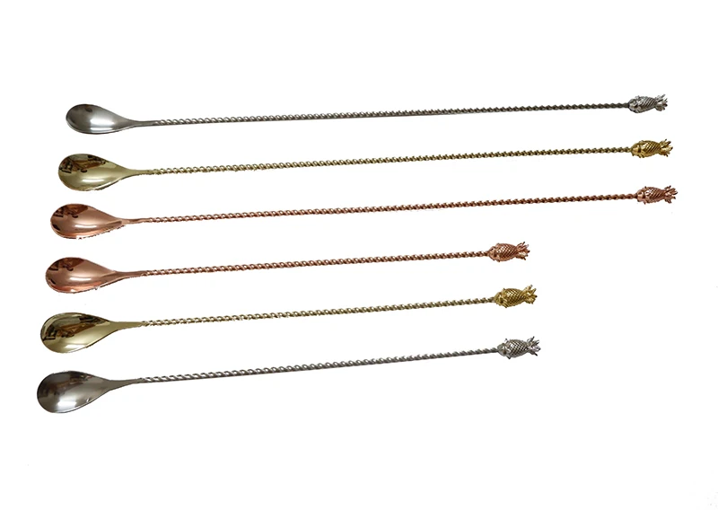 Bar Spoon Pineapple Stainless Steel Mixing Spiral Pattern Bars Cocktail Shaker Bar Spoon Pineapple Stainless Steel Mixing Spiral Pattern Bars Cocktail Shaker