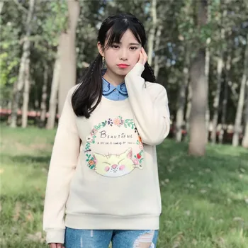 

Japanese Mori Girl Harajuku Embroidered Cat Print Crochet Knitted Cotton Women Hoodies Sweatshirts Autumn Pullovers Knitwear