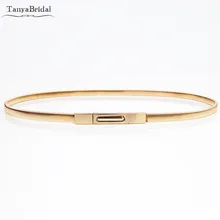 Золотой/Серебряный металлический пояс невесты пояса модные простые cinturon novia DY012