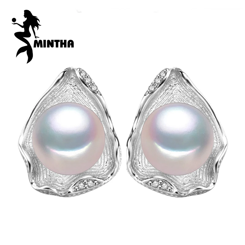 Серьги из натурального жемчуга MINTHA жемчужные ювелирные изделия серебряные
