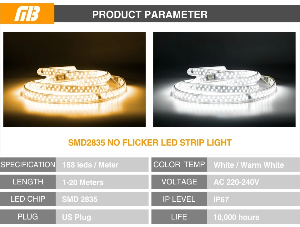 Без мерцания 1-20 м светодиодный гибкий полосы 220 В IP67 Водонепроницаемый SMD2835 188 светодиодный s/M высокая яркость ТВ фон потолочный светильник