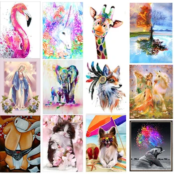 

5D DIY Diamond Embroidery Mosaic Home Decoration Landscape Animal And Flower Diamond Painting Cross Stitch Rhinestone JK