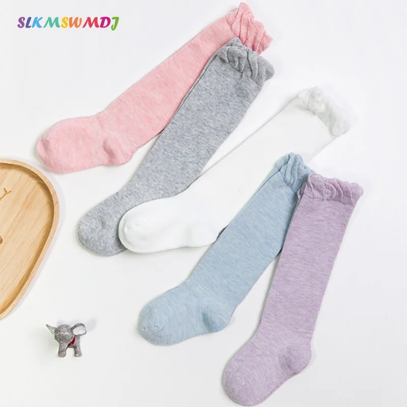 

SLKMSWMDJ Autumn Winter solid color cotton colored stockings baby boneless cotton stockings for 0-3 years old size S M 5 colors