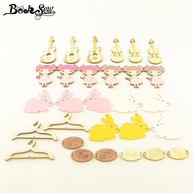 

Booksew Wooden Decorative Buttons For Clothing Crafts Scrapbook Patchwork DIY Sewing Accessories Button Decoration 10-15pcs/bag