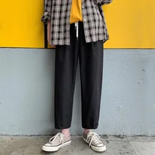 Летние мужские однотонные шаровары хлопковые повседневные штаны свободные брюки активные эластичные зеленые/серые/черные спортивные штаны