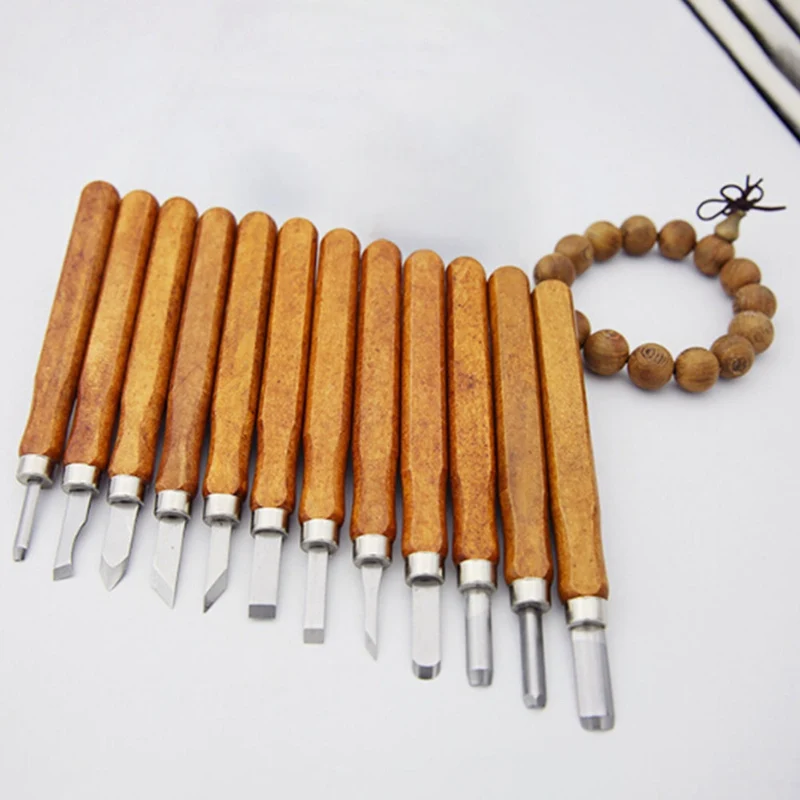 DIY Wood Carving Tool Kit Chisel Knife Wood Gouge Hand Engraving Flat