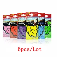 6 шт./партия, авто блеск, бумага, подвесной автомобильный освежитель воздуха, ванильный аромат, форма листьев, аксессуары для салона автомобиля, 6 вкусов