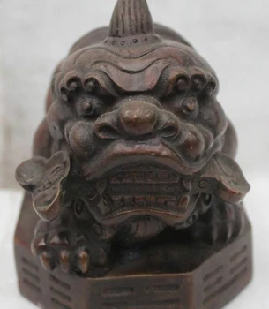 

5"Chinese Feng Shui Folk Bronze Lucky Money drawing Ruyi unicorn Statue