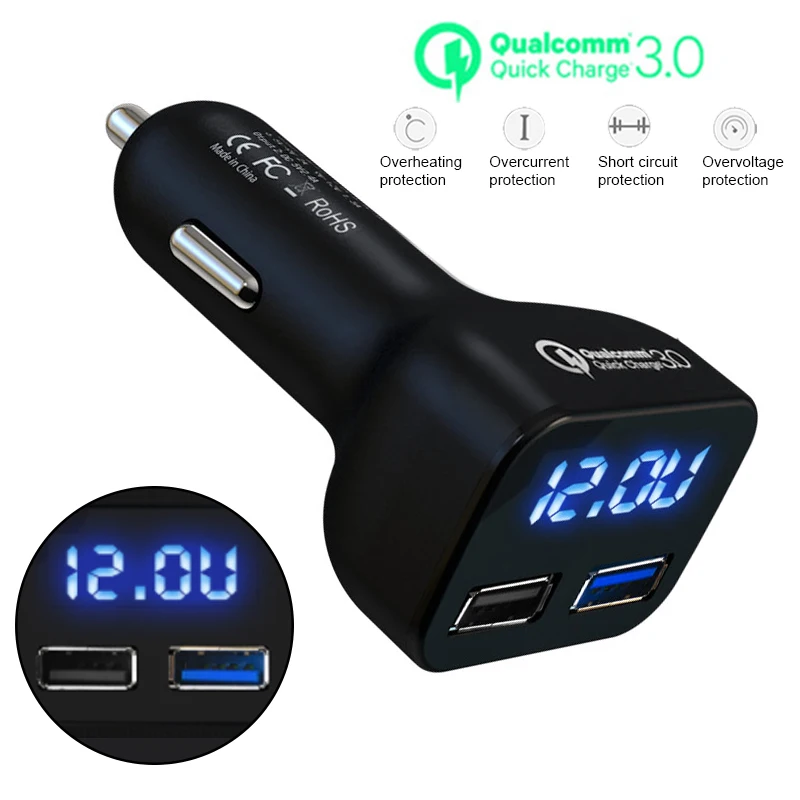 Автомобильное зарядное устройство QC3.0 5 В/3 1 А быстрая зарядка двойной USB порт