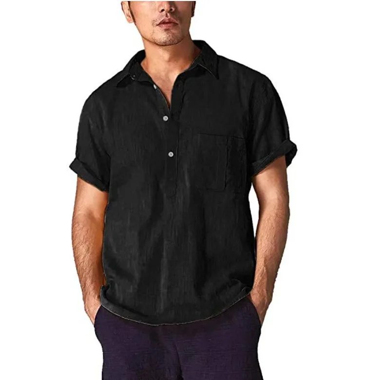 Summer Linen Oversized Shirts 3xl Men Short Sleeve Lapel Men's Casual Slim Fit Boys Blue Social Shirts Fashion Streetwear Male