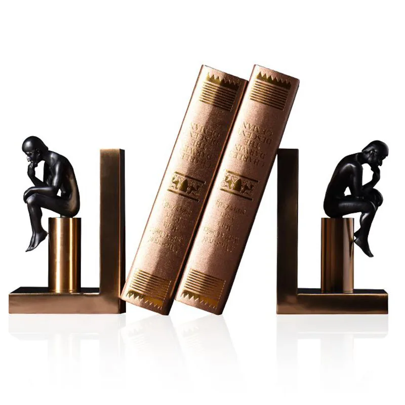 1 пара креативный рисунок дизайн Thinker Смола книгодержатель полка книжный