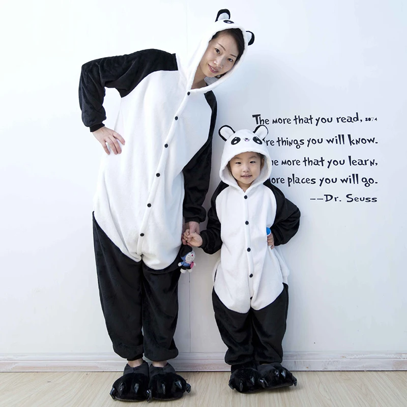 

JINUO New Animal Pajamas Adult And Kids Costumes Panda Onesie Pajamas Costumes Cartoon Sleepsuit Sleepwear
