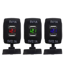 По DHL или FedEx 20 шт 12-24 В светодиодный цифровой дисплей Вольтметр 2.1A+ 1A двойной USB зарядное устройство для мотоцикла лодки автомобиля панели