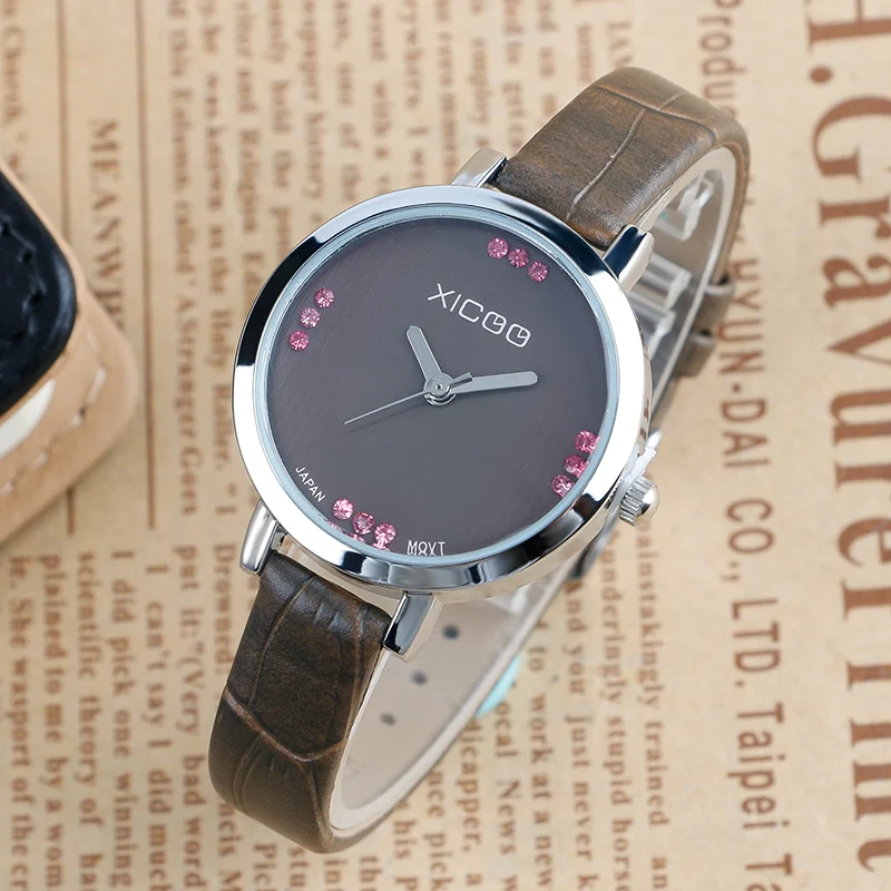 XICOO Rhinestones Display Watch Women Quartz Wristwatch Casual Stylish