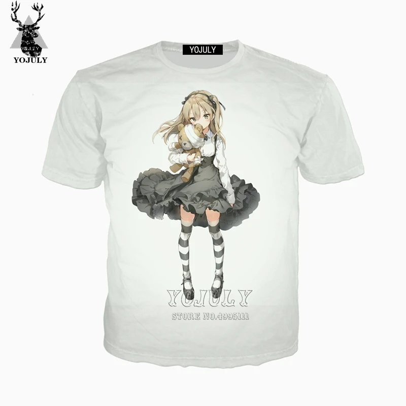 

YOJULY 3D Print Anime Men Women Kawaii GIRLS und PANZER Armored Car Casual O-neck Harajuku T-shirt Tshirt Casual Tops A406