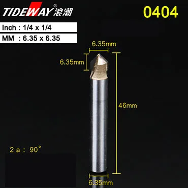 Tideway 1/" хвостовик 90 градусов V паз типа долбежный резак Freze Ucu вольфрам фрезы для деревообработки резьбы инструмент