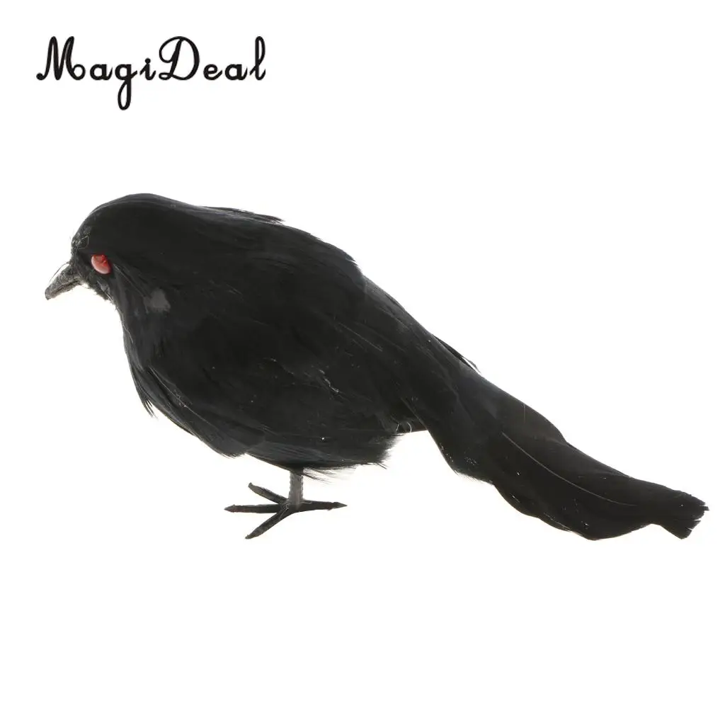 Lifelike Size Full Body Halloween Decoration Bird Fake Black Feathered Crows Ravens Indoor Outdoor Holiday Decor Ornament