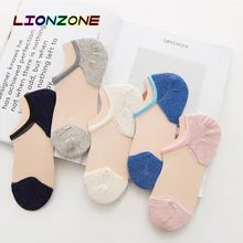 LIONZONE, 5 пар/лот, короткие кружевные женские носки Meia Invisivel, Calcetines Divertidos, милые тапочки, низкие прозрачные носки