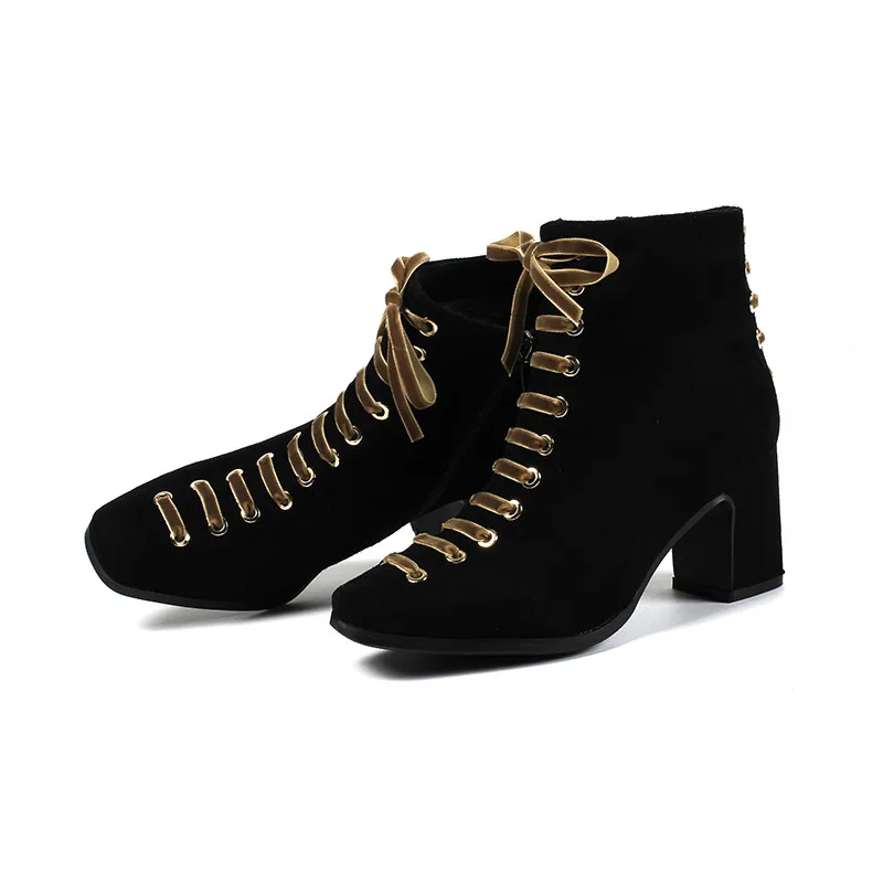 Cuero negro Botas Cruzadas Toe Las Otoño Mujer Zip Suede Para Altos Tacones Color Moda Zapatos Caramel Invierno Asumer Tobillo Mujeres qHxOX6Ww