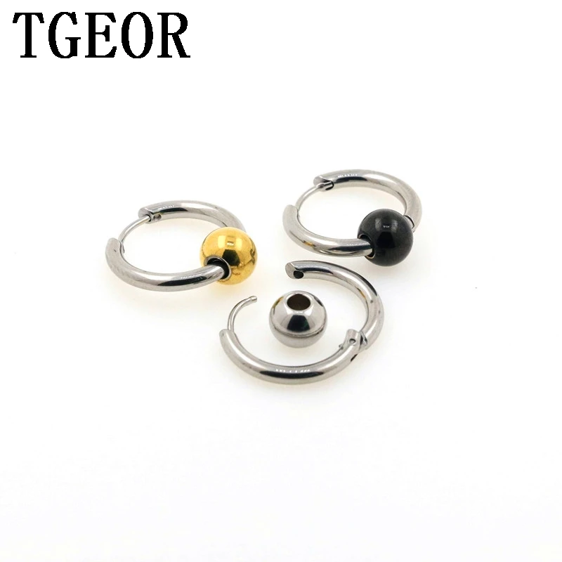 

Hot wholesale colors new arrival 30pcs stainless steel Small hoop circle stick with moveable ball Backing Earring Free shipping