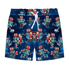 Летние шорты для маленьких мальчиков штаны для малышей одежда для малышей синие штаны для мальчиков веселый Робот детские шорты с принтом От 2 до 10 лет